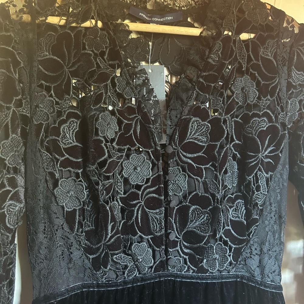 NWT French Connection Velvet And Lace Dress - Picture 4 of 8